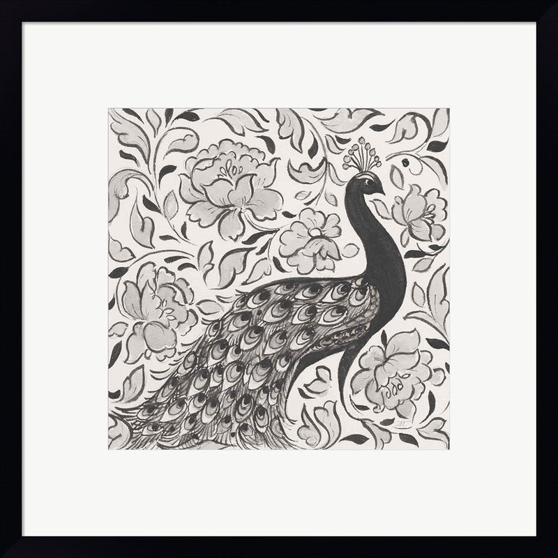 Peacock Garden IV BW by Miranda Thomas, Framed Art