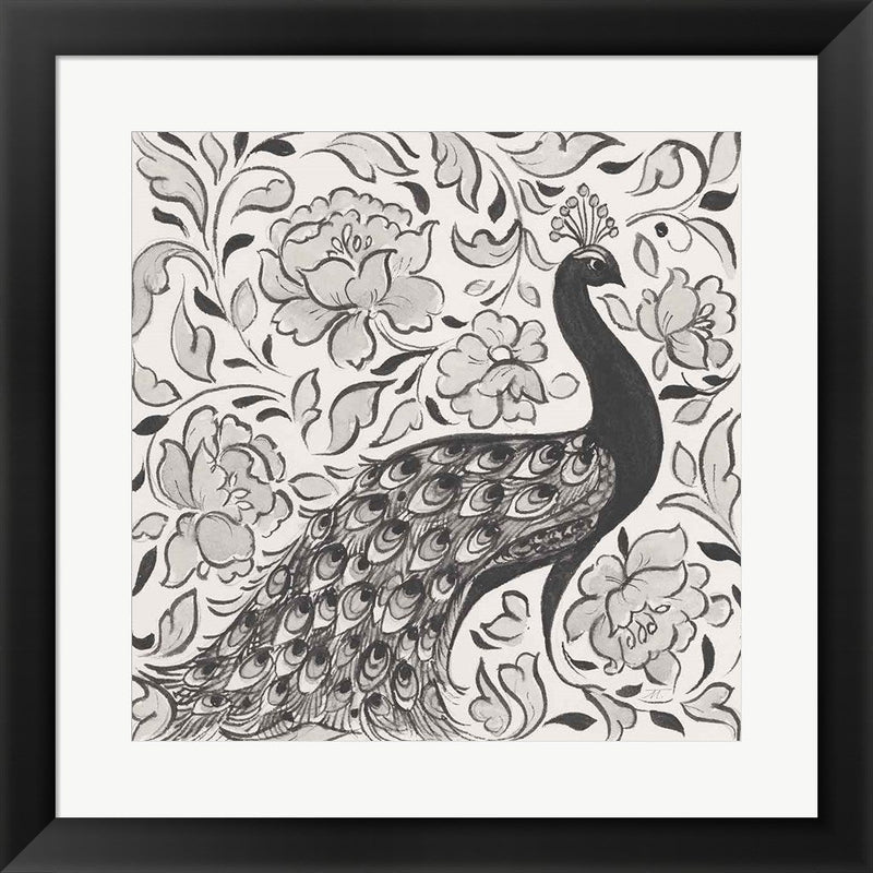 Peacock Garden IV BW by Miranda Thomas, Framed Art