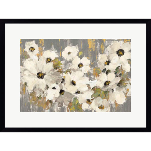 White and Green Bloom Gray by Silvia Vassileva, Framed Art