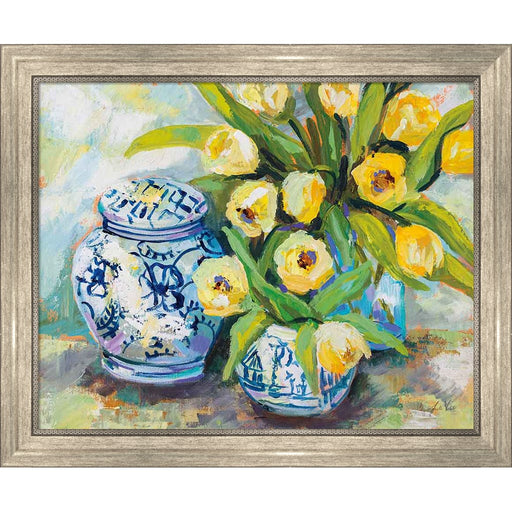 Tulips Chinoiserie by Jeanette Vertentes, Framed Art