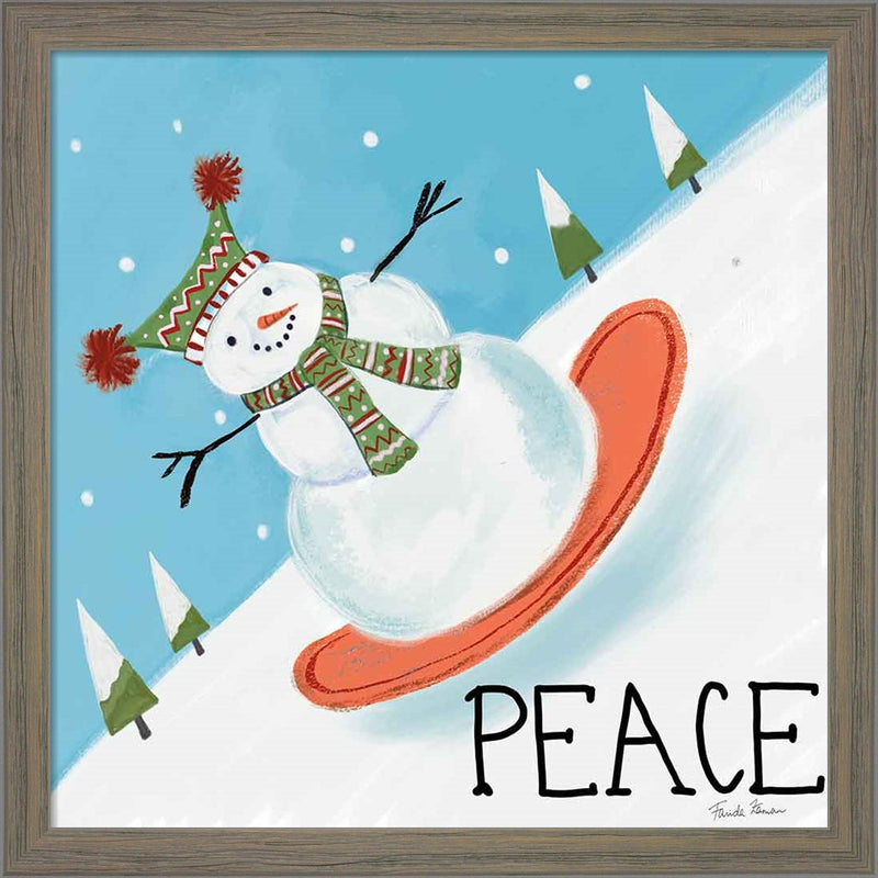 Snowman Snowday III by Farida Zaman, Framed Art