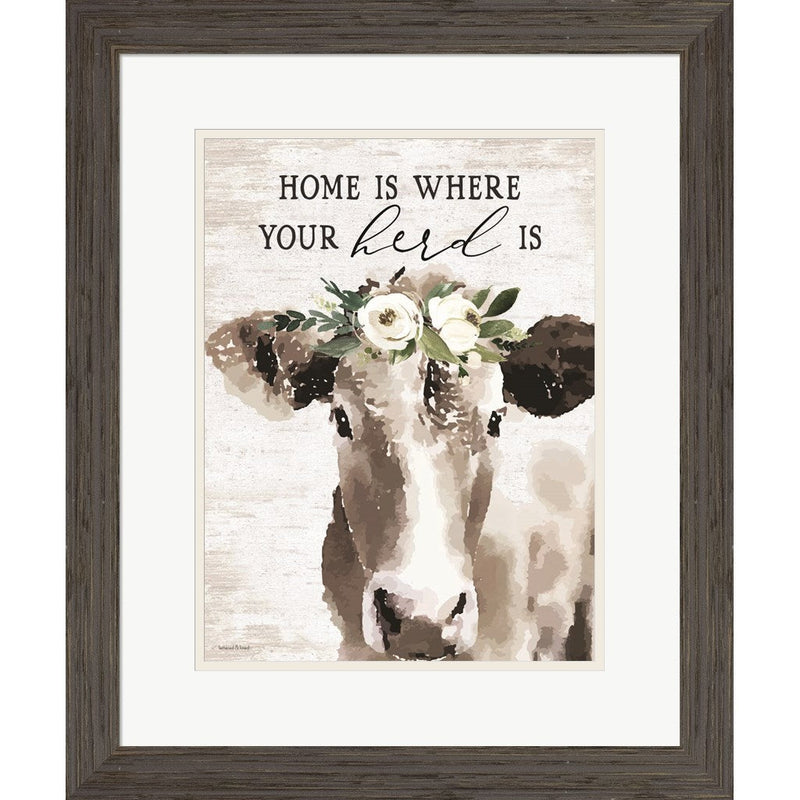 Home is Where Your Herd Is by Lettered & Lined, Framed Art