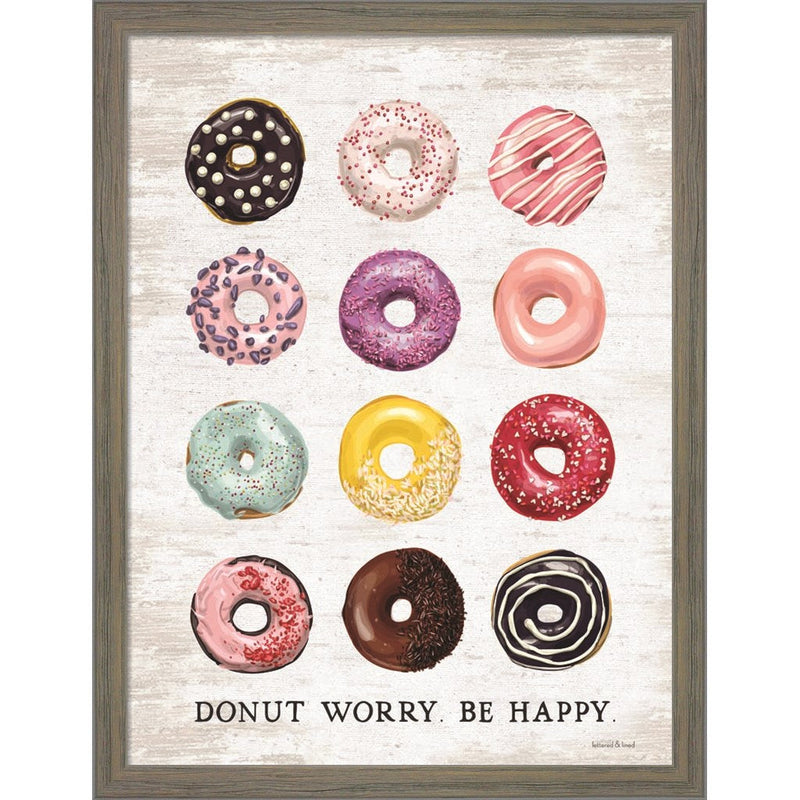 Donut Worry - Be Happy by Lettered & Lined, Framed Art