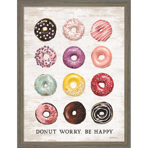 Donut Worry - Be Happy by Lettered & Lined, Framed Art