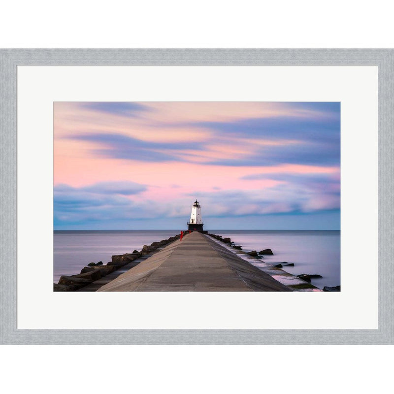 Ludington North Breakwater Light Sunrise by Adam Romanowicz, Framed Art