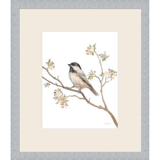 Black Capped Chickadee v2 on White by Danhui Nai, Framed Art