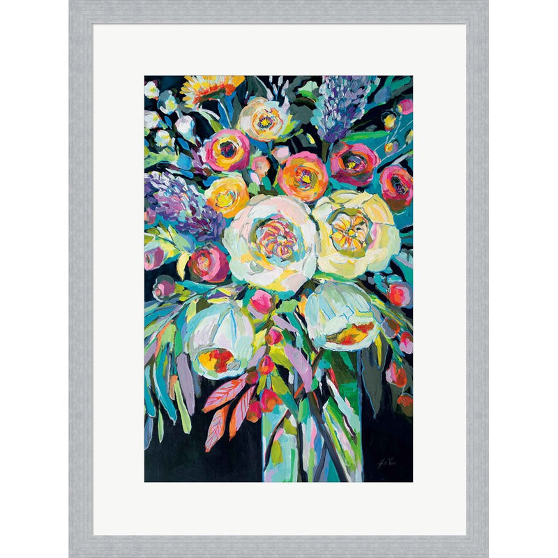 Lilys Bouquet Black by Jeanette Vertentes, Framed Art