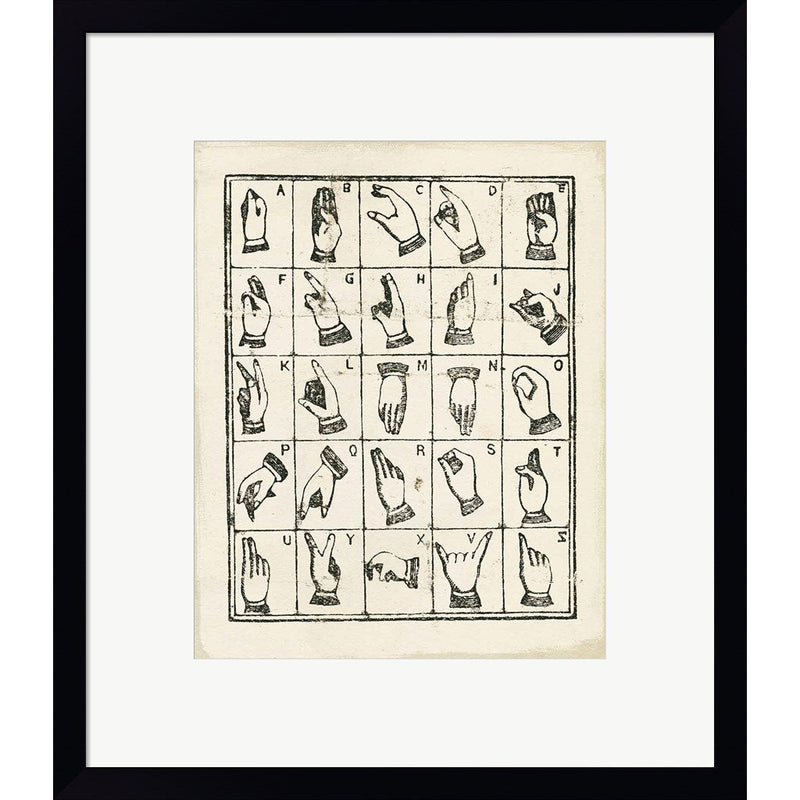 Vintage Sign Language Alphabet by Wild Apple Portfolio, Framed Art