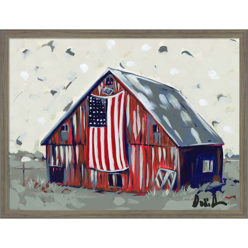 Farm Pop Barn I-Flag by Jodi Augustine, Framed Art
