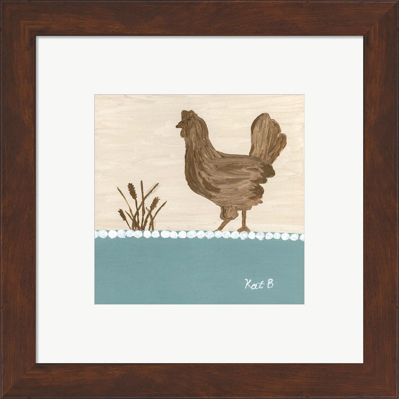 Out to Pasture I  Brown Chicken by Kathleen Bryan, Framed Art