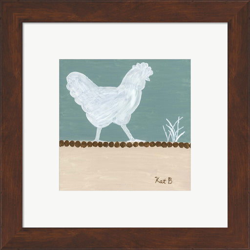 Out to Pasture IV  White Chicken by Kathleen Bryan, Framed Art