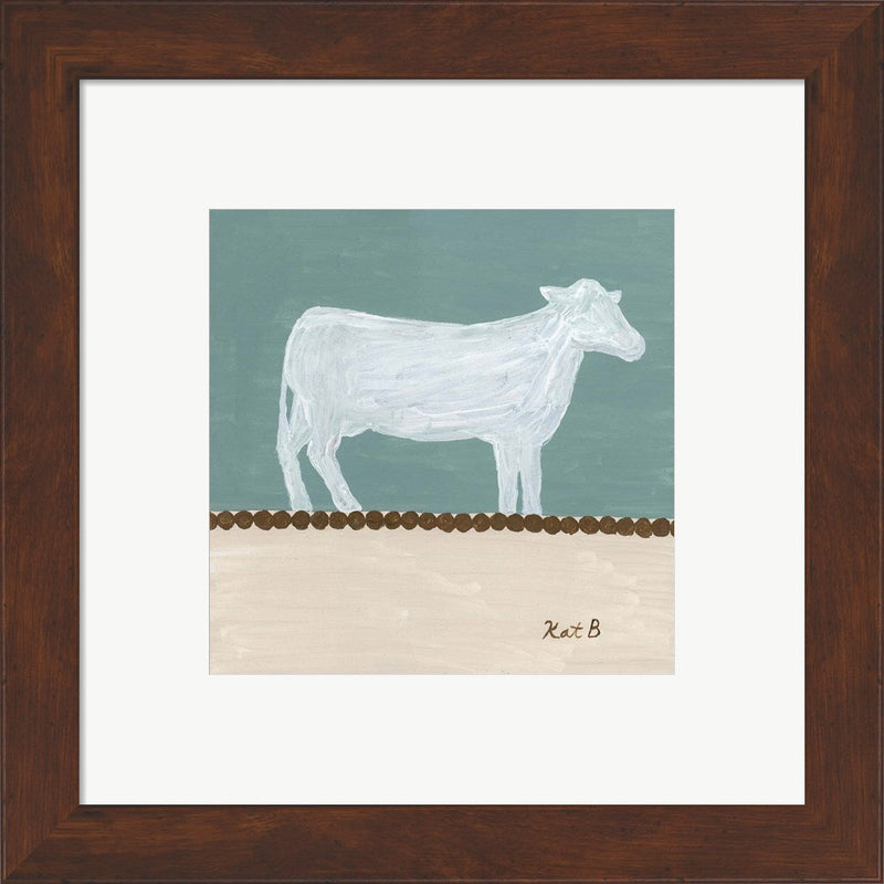 Out to Pasture V  White Cow by Kathleen Bryan, Framed Art