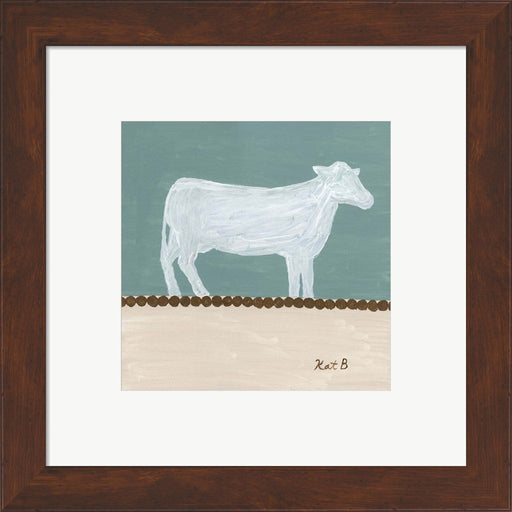 Out to Pasture V  White Cow by Kathleen Bryan, Framed Art