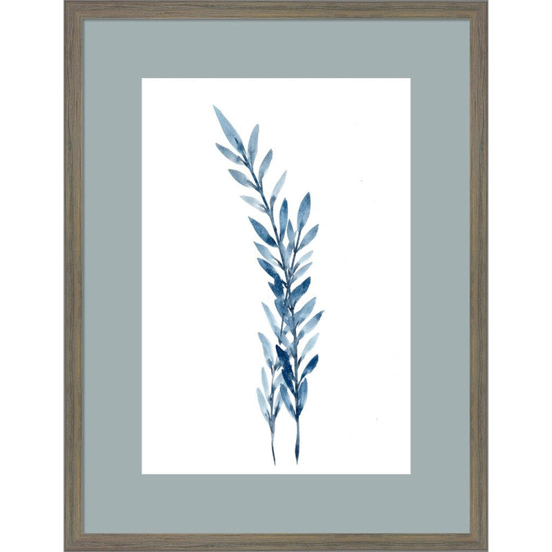 Farmhouse Leaves blue I by Marcy Chapman, Framed Art