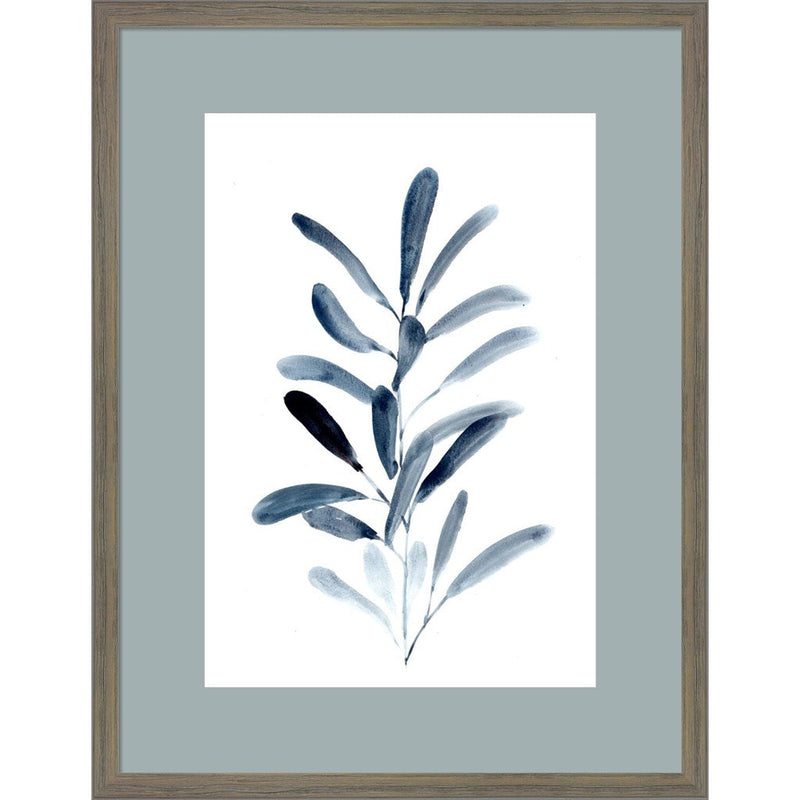 Farmhouse Leaves blue III by Marcy Chapman, Framed Art