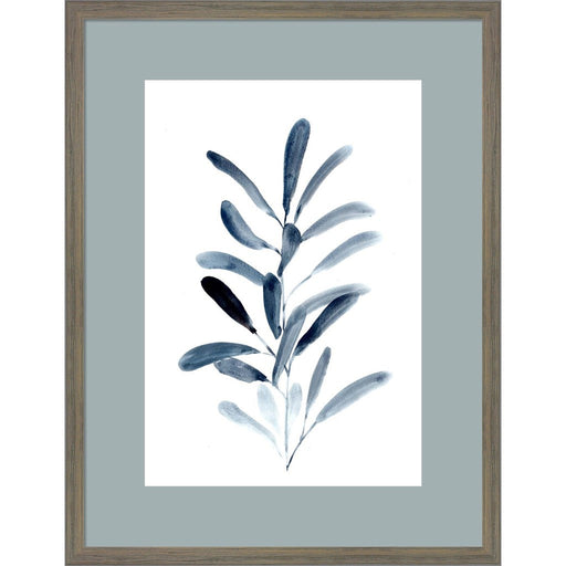 Farmhouse Leaves blue III by Marcy Chapman, Framed Art
