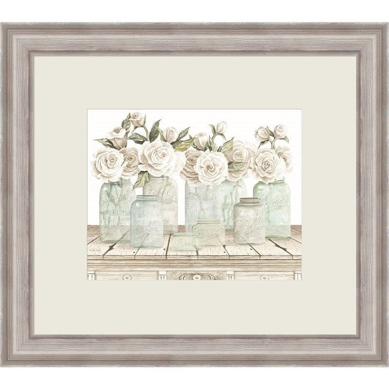 Neutral Floral Parade by Cindy Jacobs, Framed Art