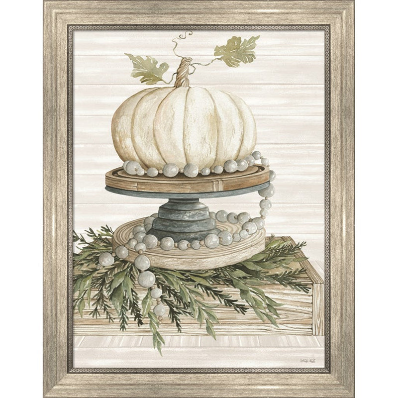 White Pumpkin on Display by Cindy Jacobs, Framed Art