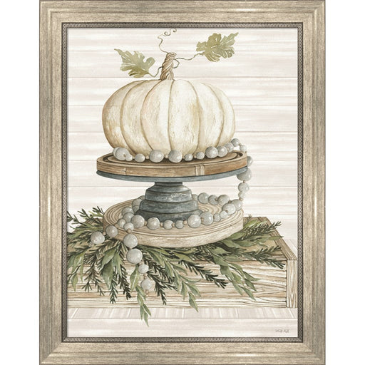 White Pumpkin on Display by Cindy Jacobs, Framed Art