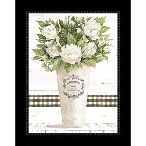 White Peonies by Cindy Jacobs, Framed Art