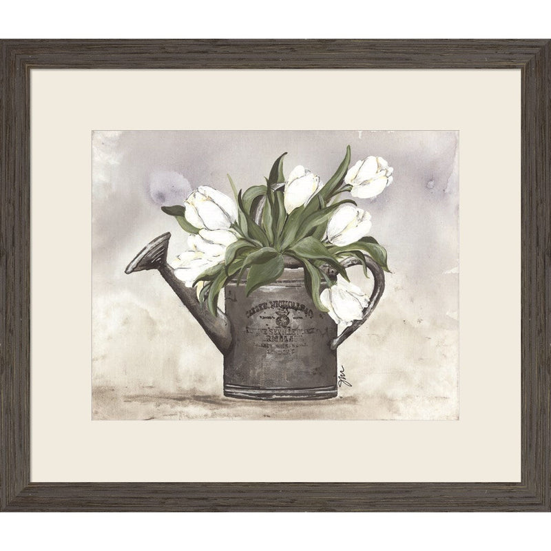 Watering Can Tulips by Julie Norkus, Framed Art