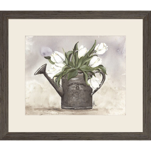 Watering Can Tulips by Julie Norkus, Framed Art
