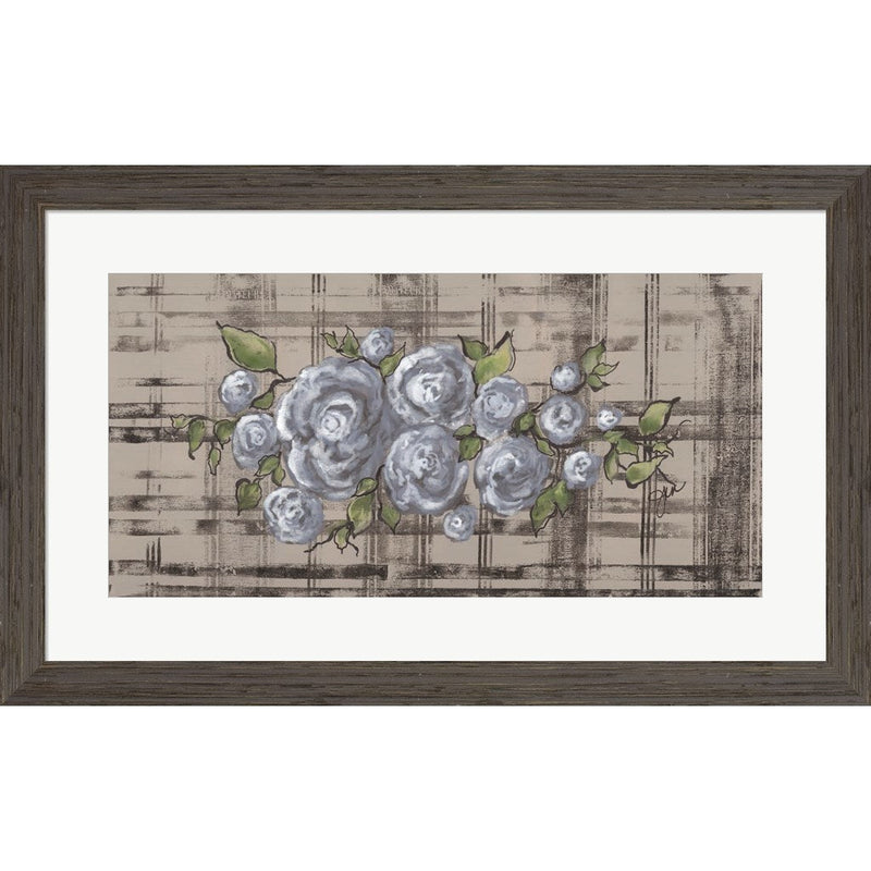 Blue Rose on Plaid by Julie Norkus, Framed Art