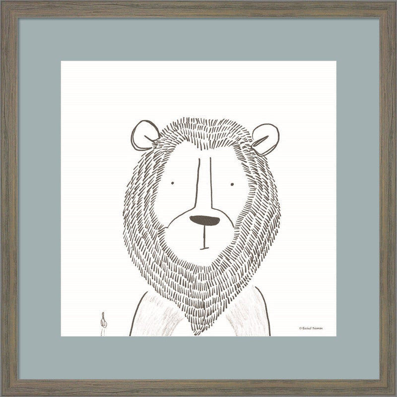 Lion Line Drawing 1 by Rachel Nieman, Framed Art