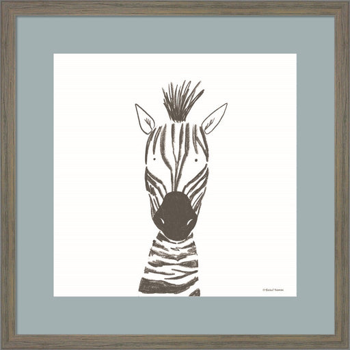 Zebra Line Drawing by Rachel Nieman, Framed Art