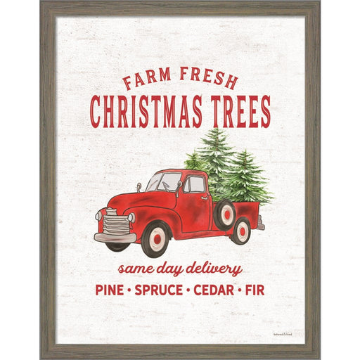 Christmas Trees Delivery Truck by Lettered & Lined, Framed Art