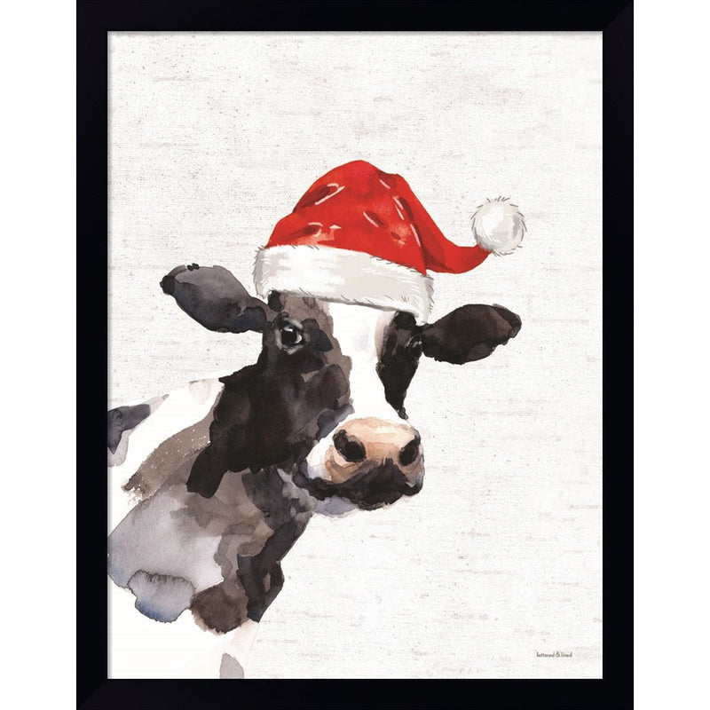 Christmas Cow by Lettered & Lined, Framed Art