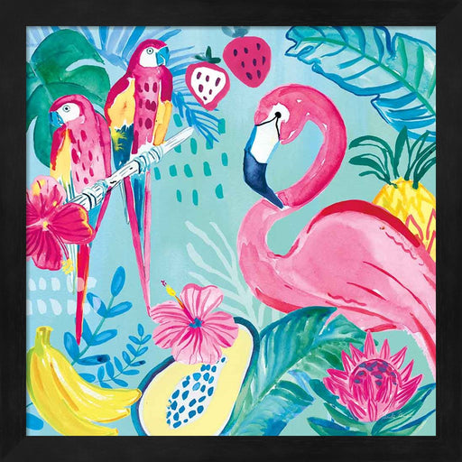 Fruity Flamingos V by Farida Zaman, Framed Art