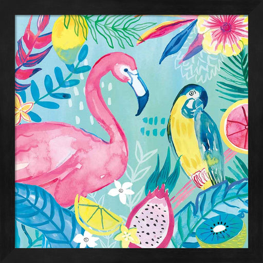 Fruity Flamingos IV by Farida Zaman, Framed Art