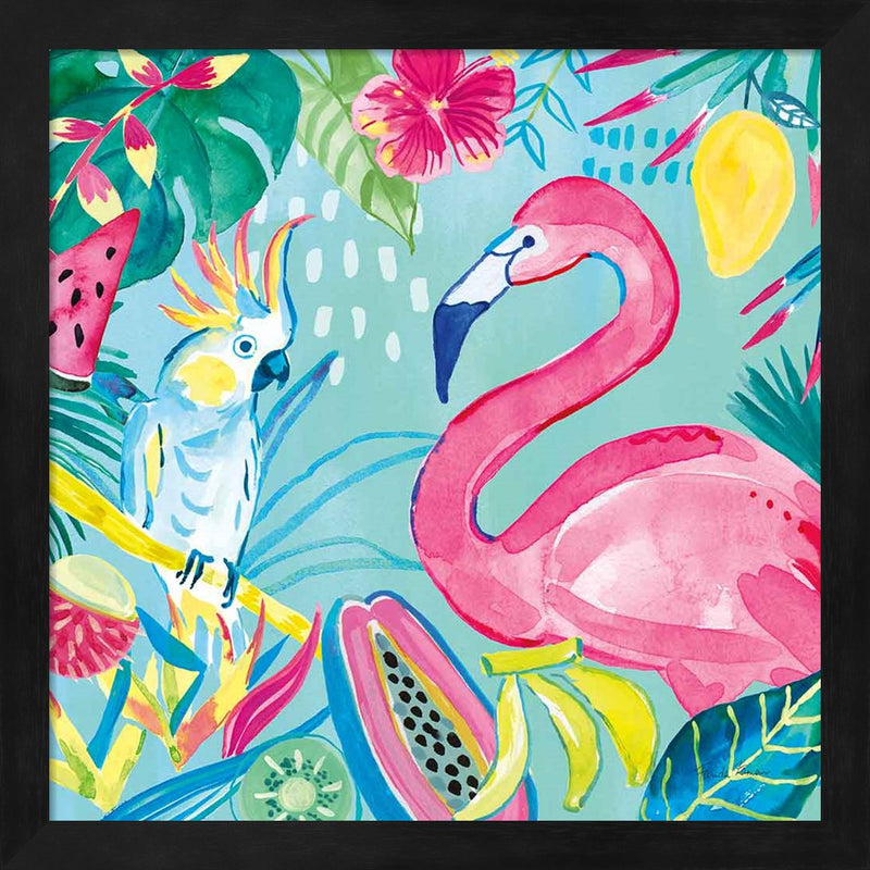Fruity Flamingos III by Farida Zaman, Framed Art