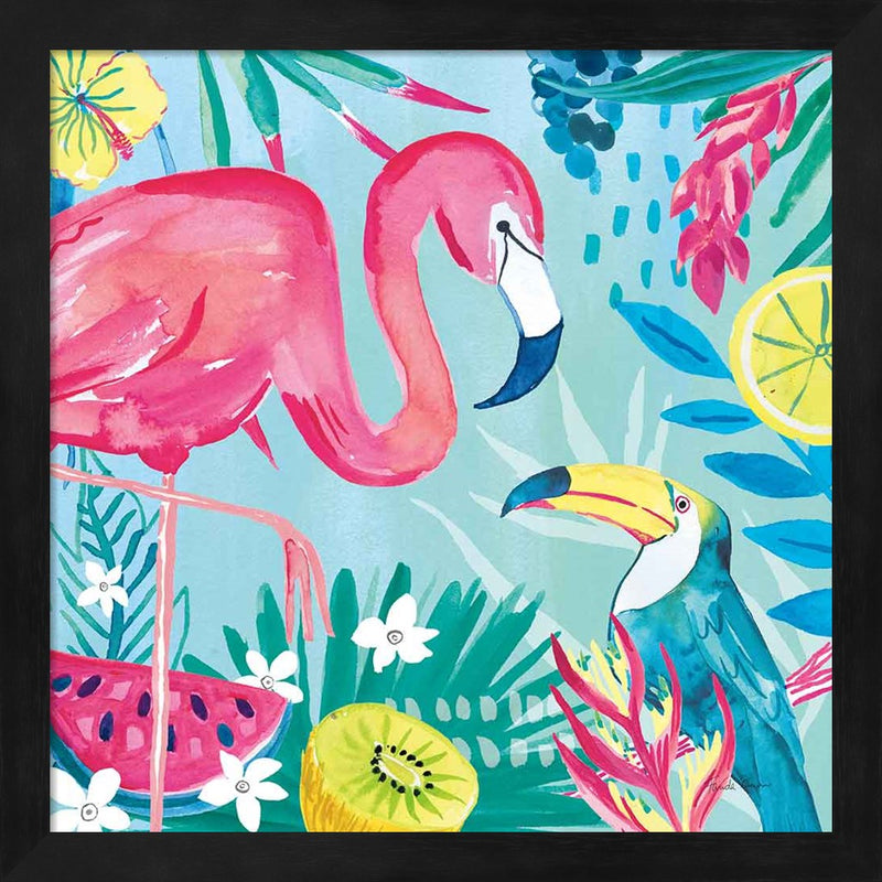 Fruity Flamingos II by Farida Zaman, Framed Art
