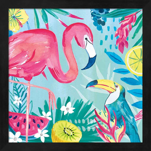 Fruity Flamingos II by Farida Zaman, Framed Art