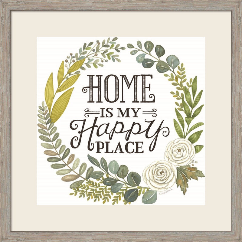 Home Is My Happy Place by Deb Strain, Framed Art