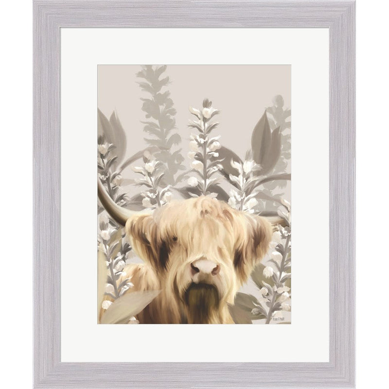 Hairy Highland in the Field by House Fenway, Framed Art