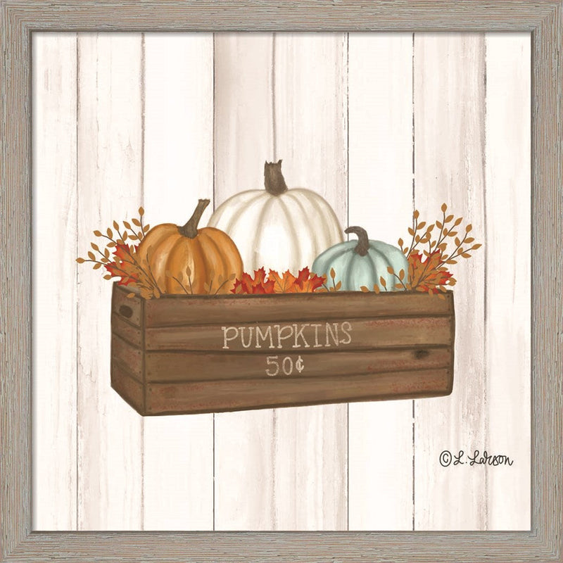 Pumpkins in Box by Lisa Larson, Framed Art