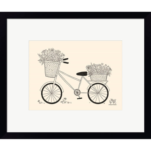 Spring Flower Bike Sketch by Rachel Nieman, Framed Art