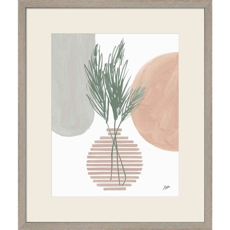 Green Pampas Still Life Neutral by Karyn Panganiban, Framed Art