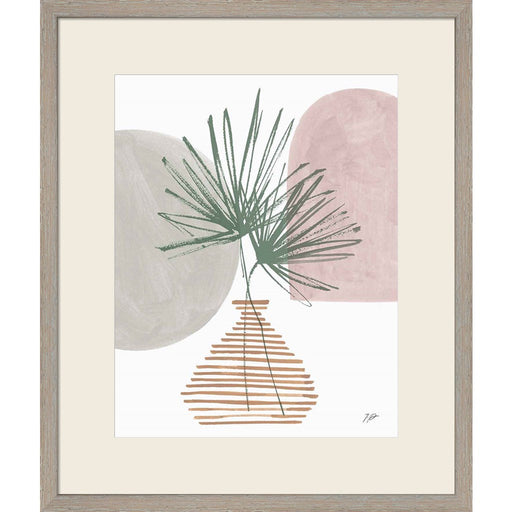 Green Fan Leaves Still Life Neutral by Karyn Panganiban, Framed Art