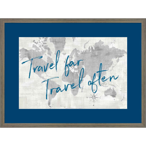 World Map Collage Travel by Sue Schlabach, Framed Art
