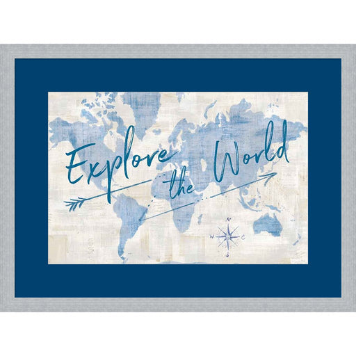 World Map Collage Explore by Sue Schlabach, Framed Art