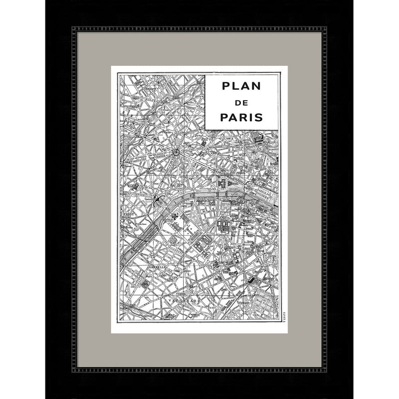 Inverted Paris Map by Sue Schlabach, Framed Art