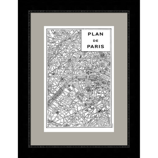 Inverted Paris Map by Sue Schlabach, Framed Art