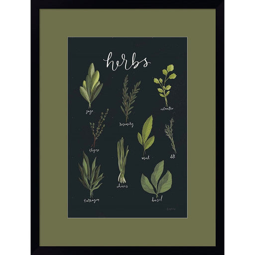 Light Green Herbs I Black by Becky Thorns, Framed Art