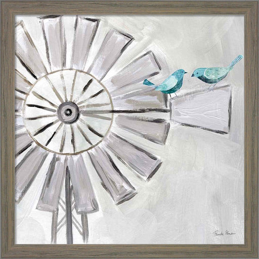 Farmhouse Windmill with Birds by Farida Zaman, Framed Art
