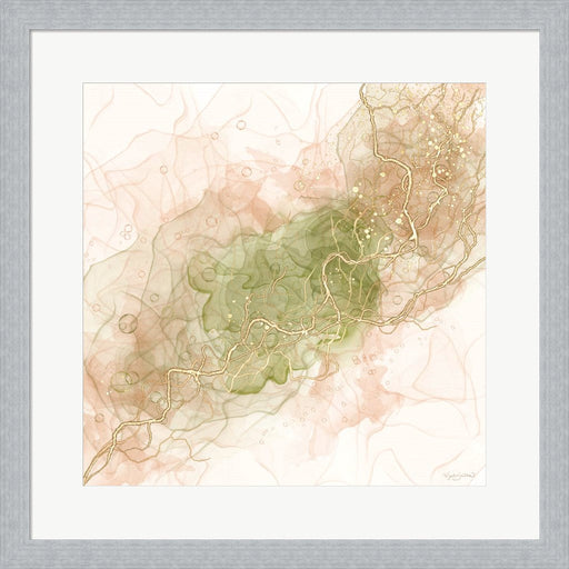 Waves of Peach and Sage by Angela Bawden, Framed Art