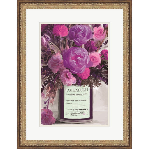 I Am Enough Floral by Kamdon Kreations, Framed Art
